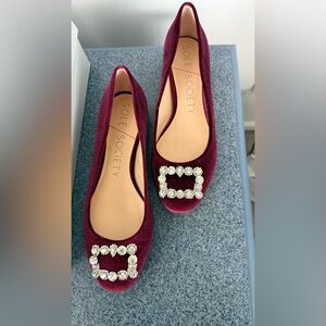 EUC Sole Society Burgundy Smooth Velvet Flats